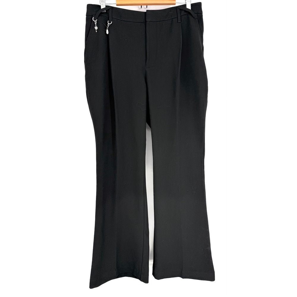 Maeve Anthropologie Black Wide Leg‎ Trousers Charm Detail Sz XL NEW